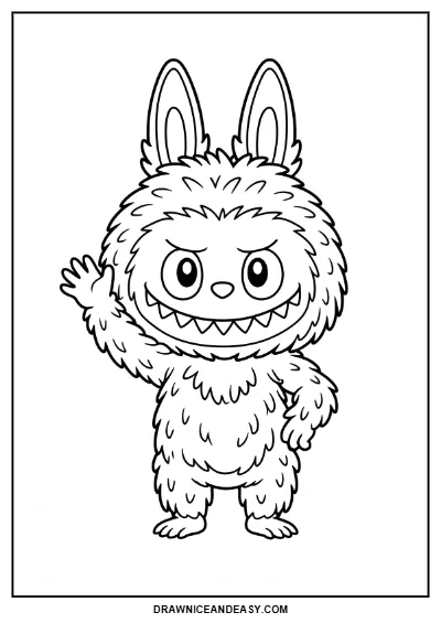 Labubu Fluffy Classic Coloring Page – Free PDF coloring page preview