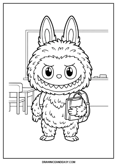 Labubu School Coloring Page – Free PDF coloring page preview
