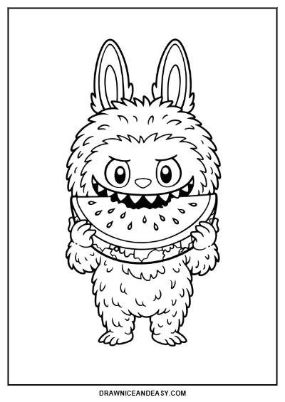 Labubu Smile Expression Coloring Page – Free PDF coloring page preview