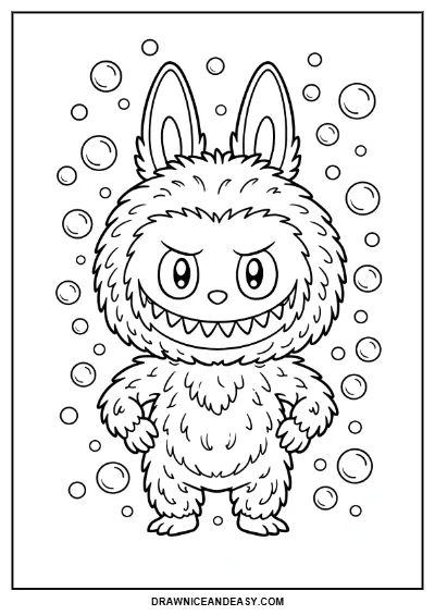 Labubu Snow Winter Coloring Page – Free PDF coloring page preview