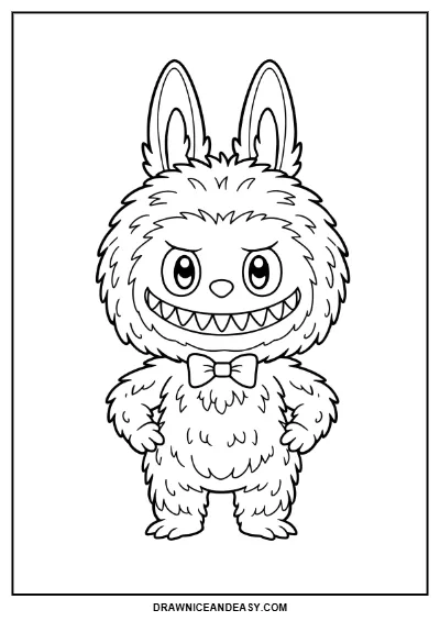 Labubu Standing Classic Coloring Page – Free PDF coloring page preview