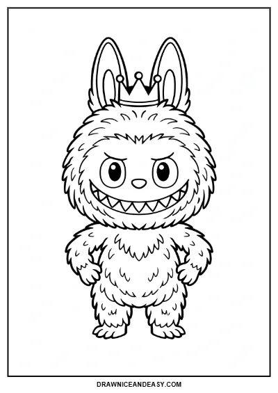 Labubu Standing Cute Coloring Page – Free PDF coloring page preview