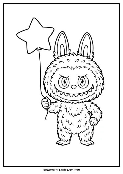 Labubu Star Wand Coloring Page – Free PDF coloring page preview