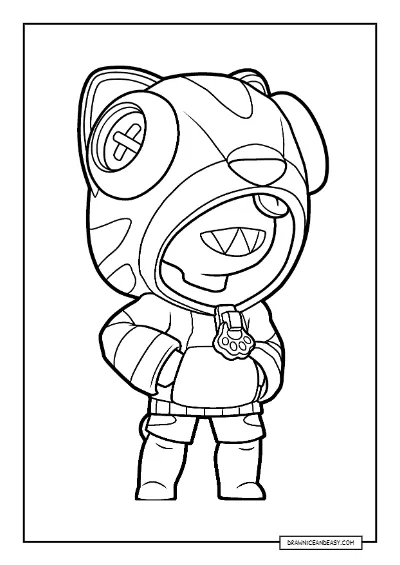 Leon the Stray Brawl Stars Coloring Page – Free PDF coloring page preview