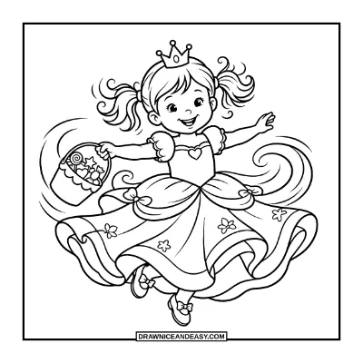 Little Princess in Halloween Costume coloring page preview