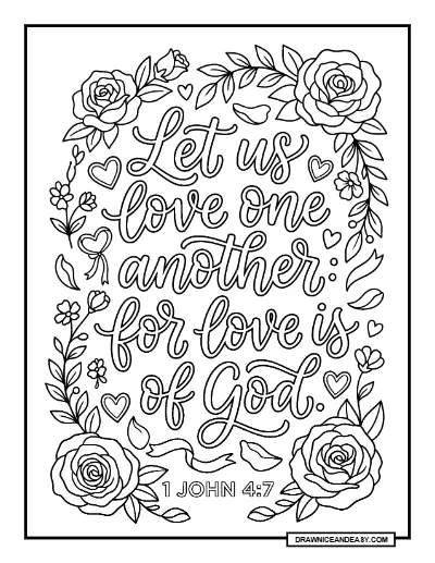 Love Bible Verse Coloring Page: 1 Corinthians 13 Scripture Art Coloring Page – Free PDF coloring page preview
