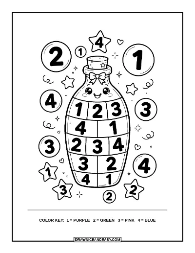 Magic Potion Bottle Color by Number Coloring Page coloring page preview
