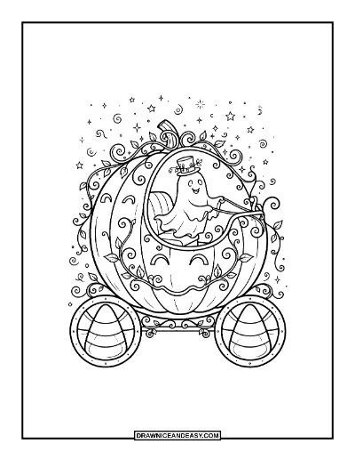 Magic Pumpkin Carriage Coloring Page coloring page preview