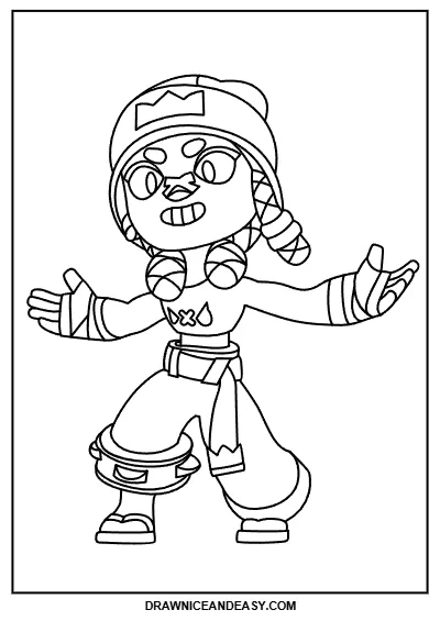 Mina Brawl Stars Coloring Page – Free PDF coloring page preview