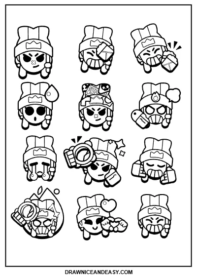 Mina Pins Brawl Stars Coloring Page – Free PDF coloring page preview