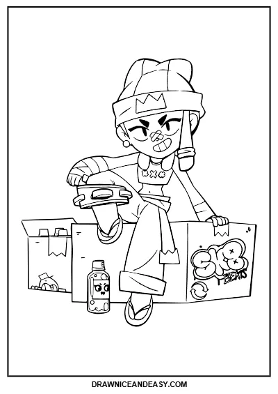 Mina Sitting On Box Brawl Stars Coloring Page – Free PDF coloring page preview