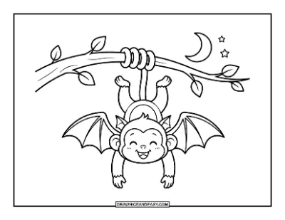 Monkey in Bat Costume Coloring Page coloring page preview