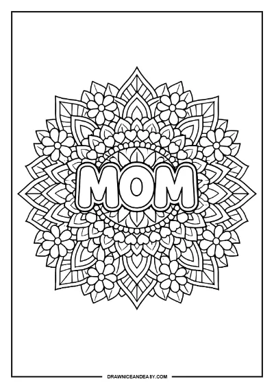 Mother's Day Adult Coloring Pages Free Printable PDF Mandala Coloring Page – Free PDF coloring page preview
