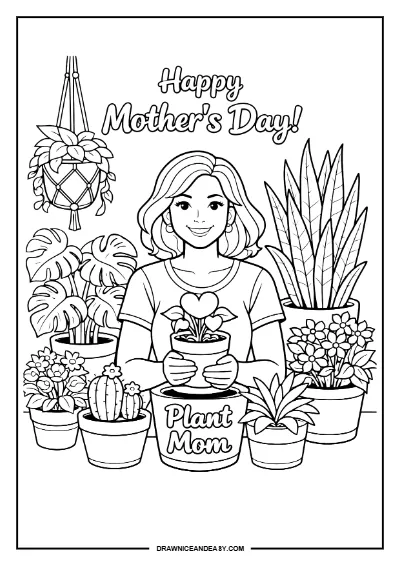 Mother's Day Coloring Pages for Adults Coloring Page – Free PDF coloring page preview