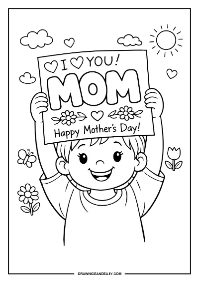 Mother's Day Coloring Pages for Kindergarten Coloring Page – Free PDF coloring page preview