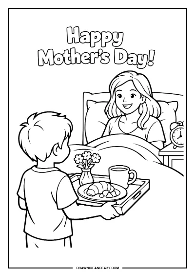 Mother's Day Coloring Pages Printable Free PDF Download Coloring Page – Free PDF coloring page preview