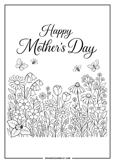 Mother's Day Flower Coloring Page – Free PDF coloring page preview