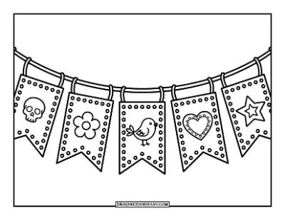 Papel Picado Banner Coloring Page coloring page preview