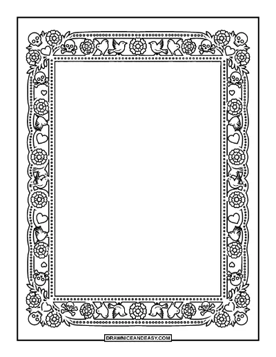Papel Picado Border Frame Coloring Page coloring page preview