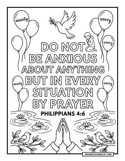 Philippians 4:6 Do Not Be Anxious Bible Verse Coloring Page – Free PDF coloring page preview