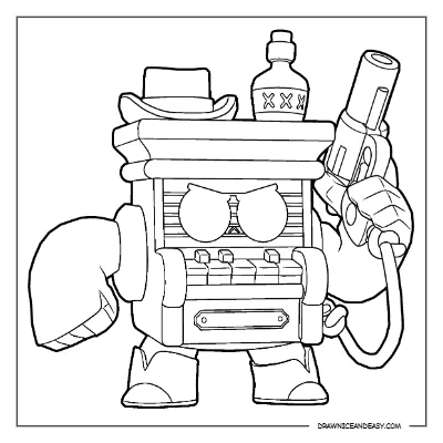 Piano 8-Bit Brawl Stars Coloring Page – Free PDF coloring page preview