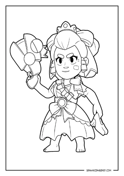 Princess Shelly Brawl Stars Coloring Page – Free PDF coloring page preview