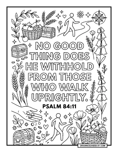 Psalm 84:11 The Lord God is a Sun and Shield Bible Verse Coloring Page – Free PDF coloring page preview