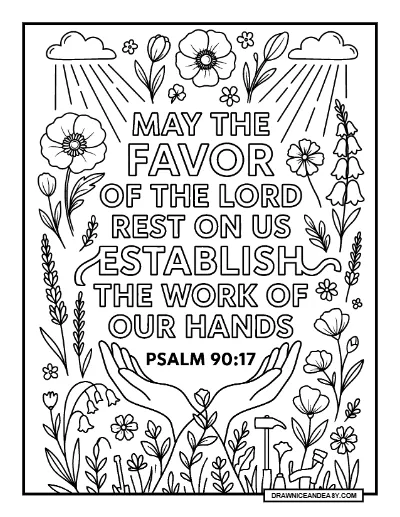 Psalm 90:17 Let the Beauty of the Lord Be Upon Us Bible Verse Coloring Page – Free PDF coloring page preview