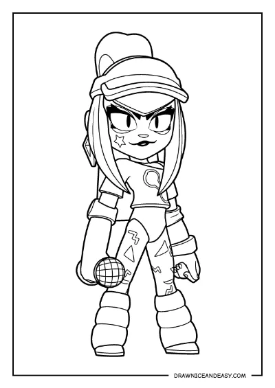 Pump It Melodie Brawl Stars Coloring Page – Free PDF coloring page preview