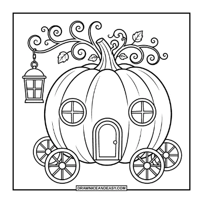 Pumpkin Carriage Coloring Page coloring page preview