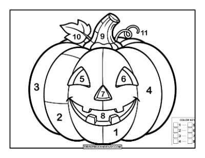Pumpkin Color by Number Coloring Page coloring page preview