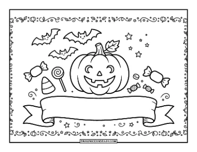 Pumpkin Halloween Greeting Card Coloring Page coloring page preview