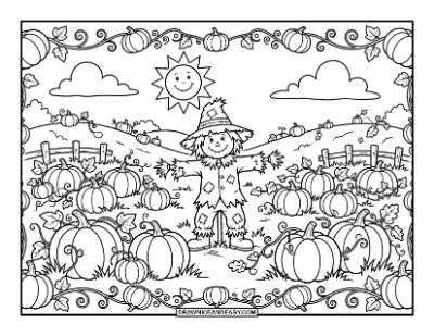 Pumpkin Patch Halloween Placemat Coloring Page coloring page preview