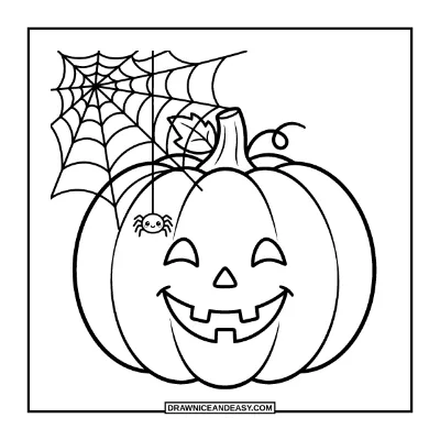 Pumpkin with a Spider Web Coloring Page coloring page preview
