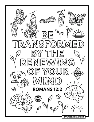 Romans 12:2 Do Not Conform Bible Verse Coloring Page – Free PDF coloring page preview
