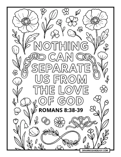 Romans 8:38-39 Nothing Can Separate Us Bible Verse Coloring Page – Free PDF coloring page preview