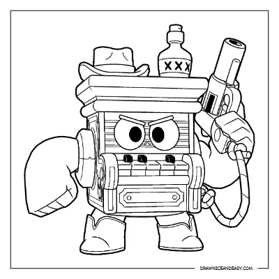 Saloon 8-Bit Brawl Stars Coloring Page – Free PDF coloring page preview