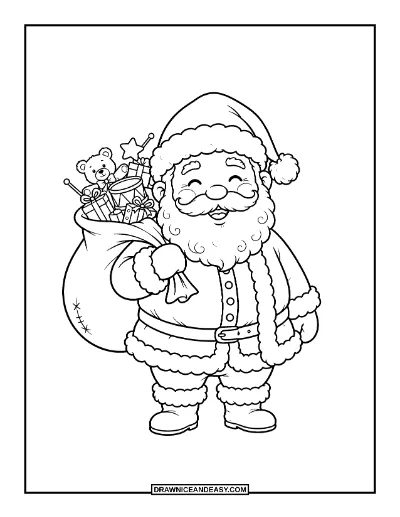 Santa Claus with Gift Sack Coloring Page coloring page preview