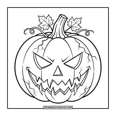 Scary Jack-o'-Lantern Coloring Page coloring page preview