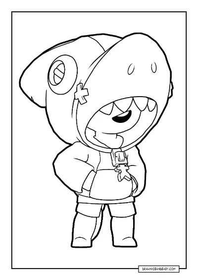 Shark Leon Brawl Stars Coloring Page – Free PDF coloring page preview