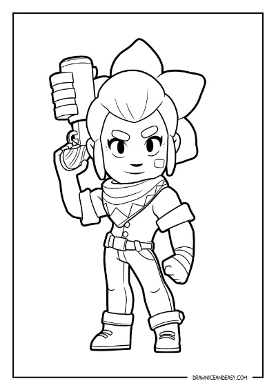 Shelly Brawl Stars Coloring Page – Free PDF coloring page preview