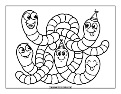 Silly Halloween Candy Worms coloring page preview