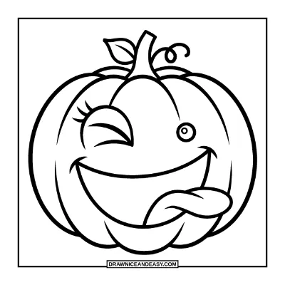 Silly Jack-o'-Lantern with Tongue Out Coloring Page coloring page preview