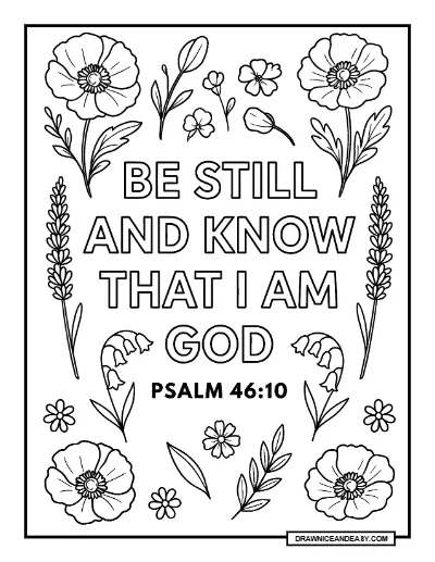 Simple Bible Verse Coloring Page: Inspirational Scripture Art Coloring Page – Free PDF coloring page preview