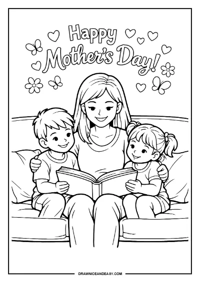 Simple Mother's Day Coloring Page – Free PDF coloring page preview