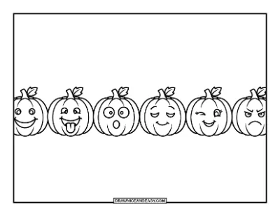 Six Jack-o'-Lantern Faces Coloring Page coloring page preview