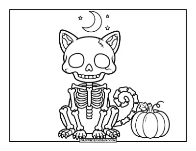 Skeleton Cat Coloring Page coloring page preview