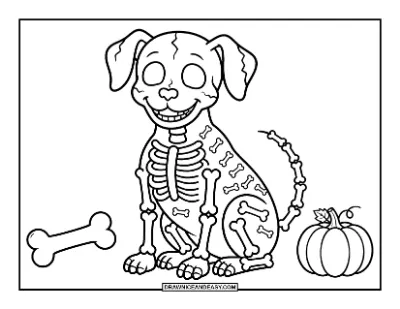 Skeleton Dog Coloring Page coloring page preview