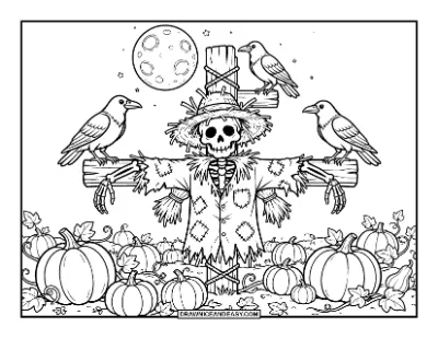 Skeleton Scarecrow Coloring Page coloring page preview