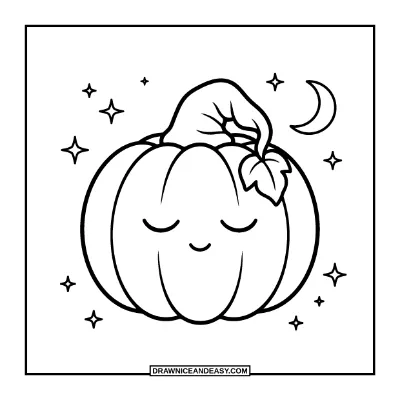 Sleepy Pumpkin Coloring Page coloring page preview
